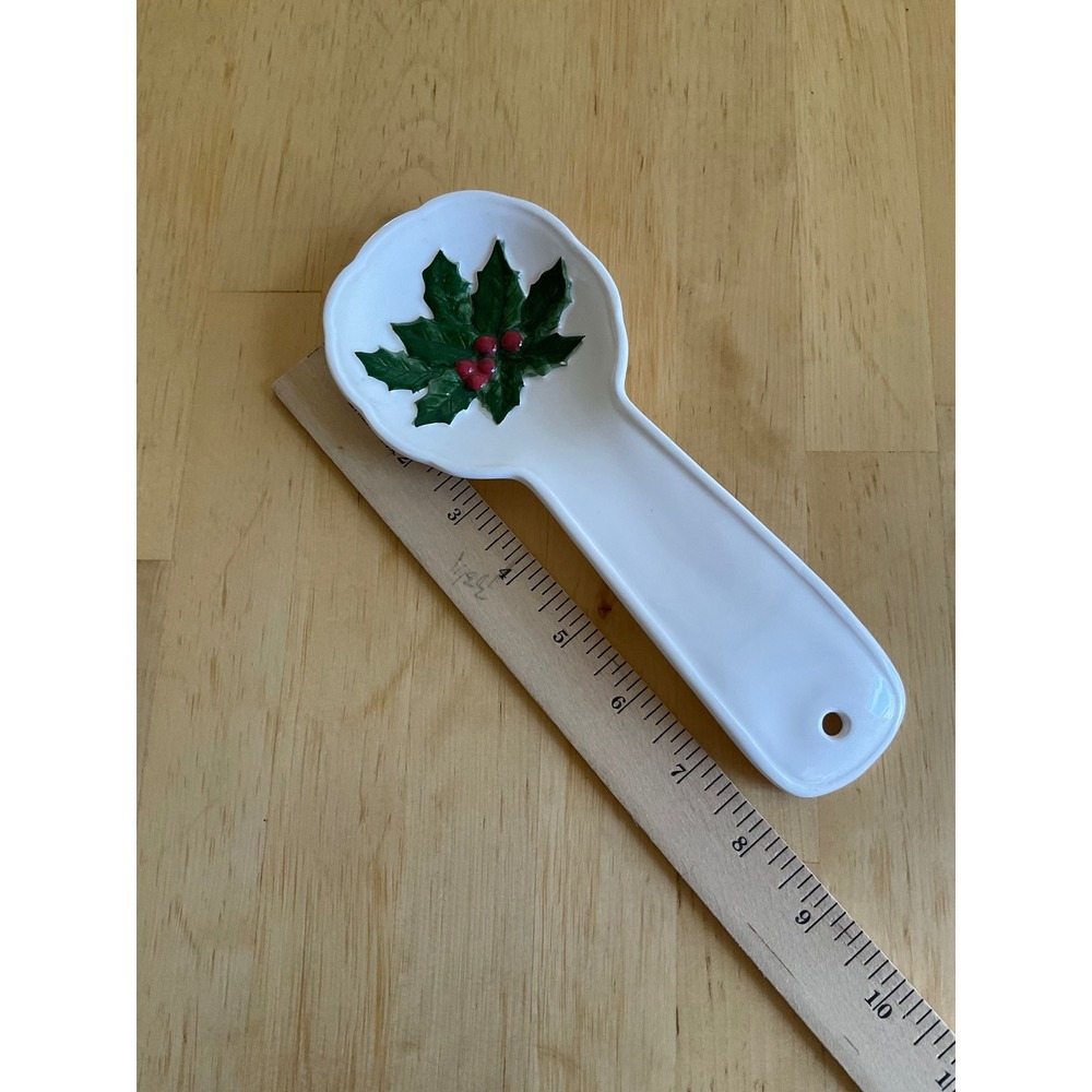 Vintage Otagiri Japan Mary Ann Baker Holly Berry Ceramic Spoon Rest Christmas